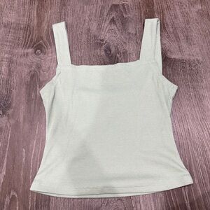 SHEIN Light Green Square Neck Ribbed Cropped Tank Top